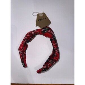 Piper K red plaid head band